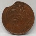 AUSTRALIA 1967 . TWO 2 CENTS COIN . ERROR . CLIPPED and BITTEN EDGE